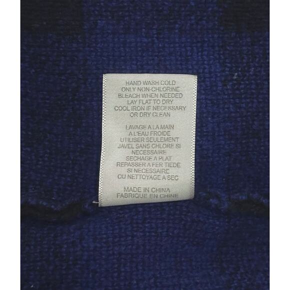 EQUIPMENT 100% Wool Sweater Check Plaid Preppy Varsity Ivy League Blue Black - Picture 11 of 12